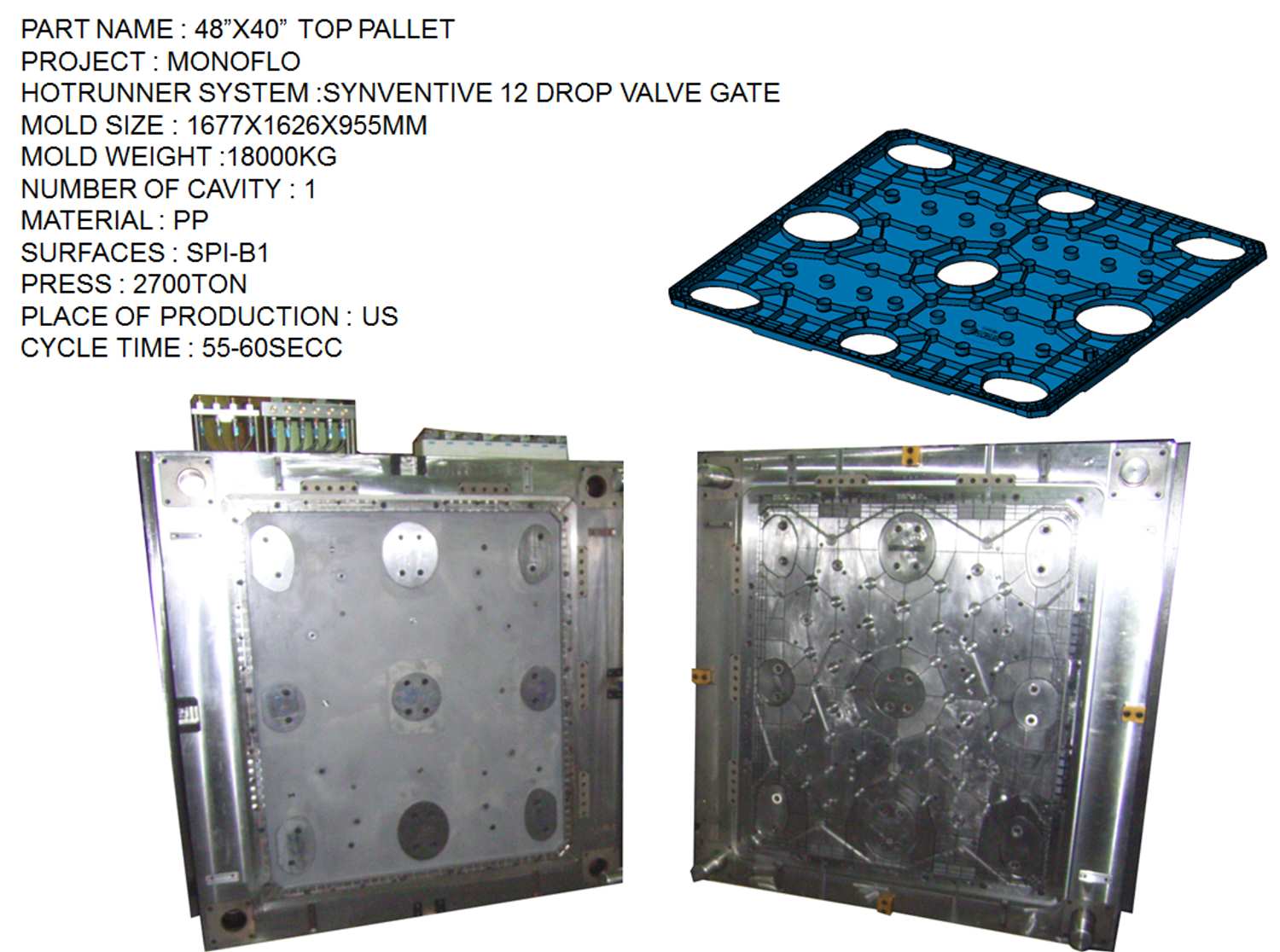 foldable plastic pallet container mold